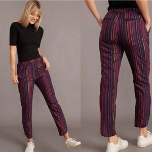 Marine Layer Allison Lurex Gold Stripe Pull On Pants Ankle Length 14848 Medium